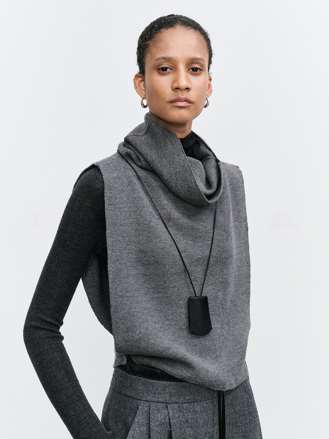 Damen lässige Strickweste mit hochgeschlagenem Kragen Drune