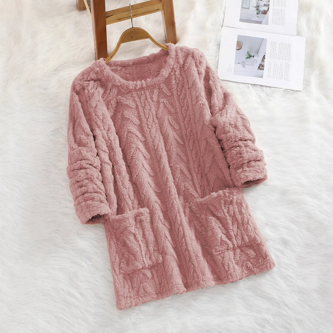 Damen kuscheliger Sweatkleid mit herzförmigem Textilmuster Drune