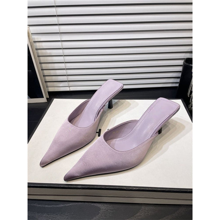 Damen Spitz zulaufende Mule mit niedrigem Kittenabsatz und fersenfreiem Design Drune