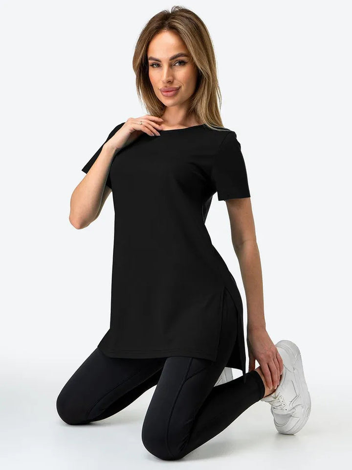 Damen lässiges Longline T-Shirt mit seitlichen Schlitzen und hohen Tragekomfort Drune