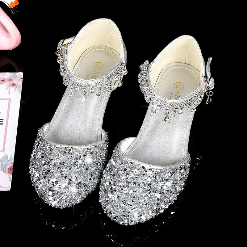Mädchen Glitzernde Ballerina-Sandalen mit hohen Absatz und Anhänger Drune