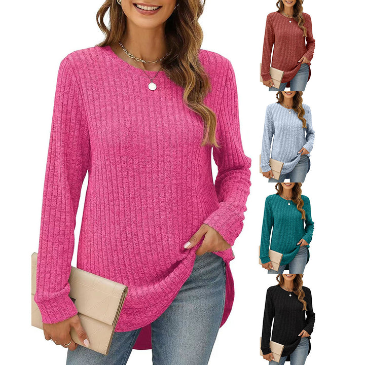 Damen lässiges Langarmshirt aus Strukturstrick Drune