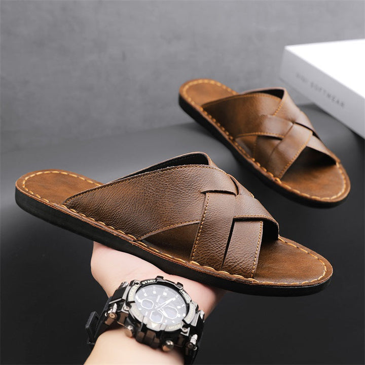 Herren Elegante und bequeme Leder-Sandalen mit verstellbarem Riemensystem Drune