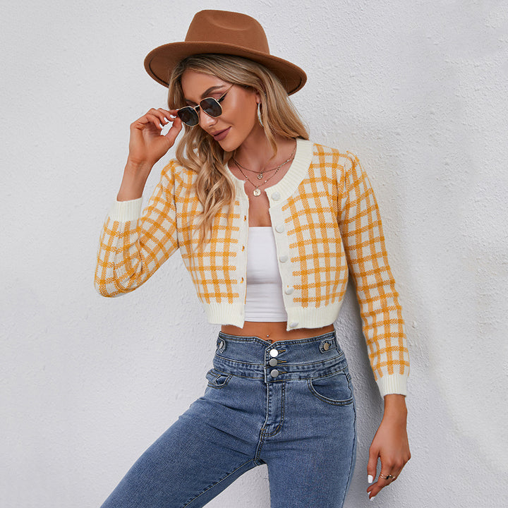 Damen Kuscheliger Karo Strickcardigan Drune