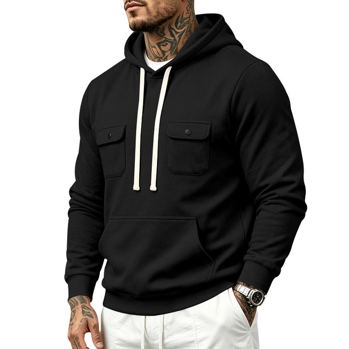 Herren Kapuzenpullover mit Brustklappen- und Kängurutasche Drune