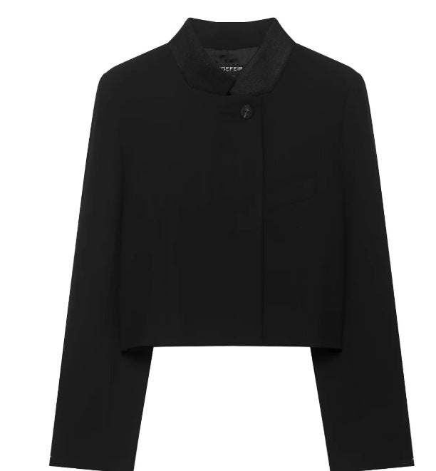 Damen Cropped‑Blazerjacke im minimalistischen Boxy‑Schnitt mit kurzem Stehkragen Drune