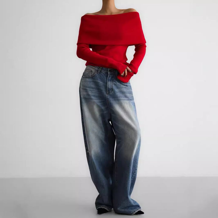Damen Off-Shoulder Strickoberteil mit elegantem Schnitt Drune