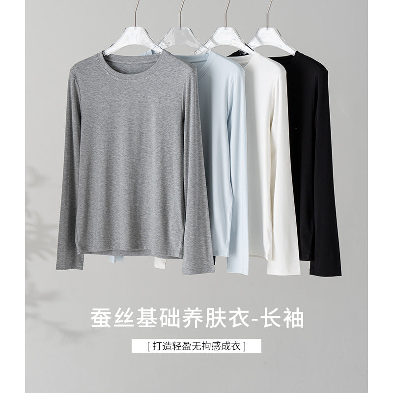 Damen Feines Longsleeve aus elastischem Modal-Jersey mit Rundhalsausschnitt und figurumspielendem Fall Drune