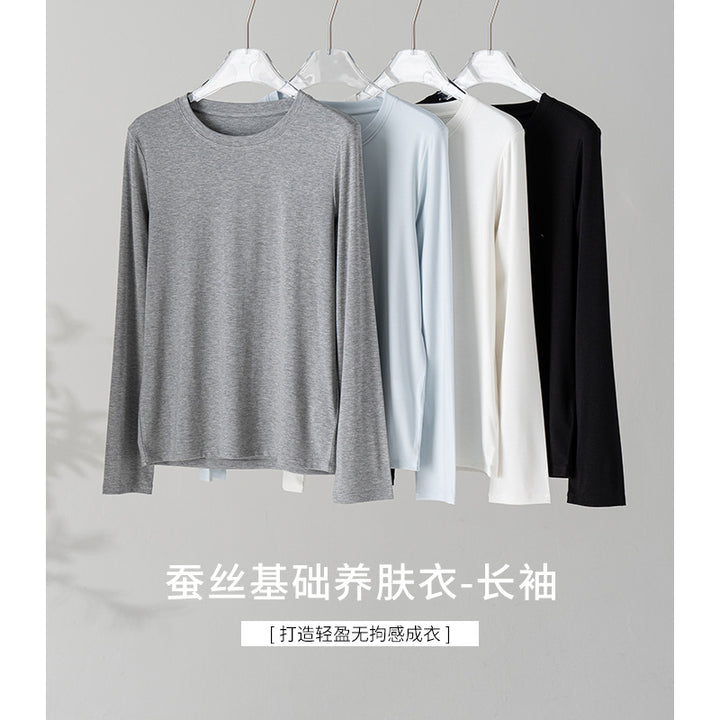 Damen Feines Longsleeve aus elastischem Modal-Jersey mit Rundhalsausschnitt und figurumspielendem Fall Drune