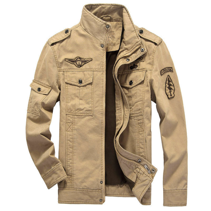 Herren Canvas-Fieldjacke im Military-Utility-Stil mit Schulterklappen und Multifachtaschen Drune