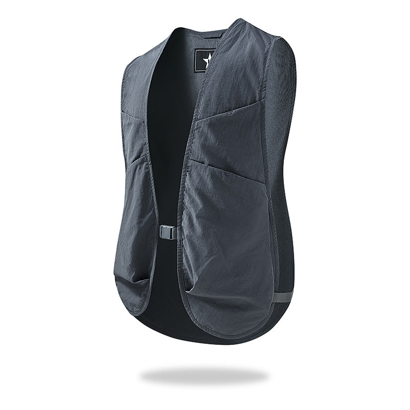 Unisex Leichte Utility-Weste mit Mesh-Rücken und Mehrfachfronttaschen Drune