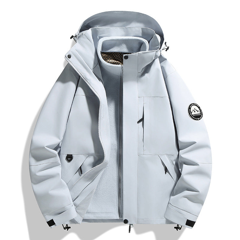 Damen zweilagige Softshell-Outdoorjacke mit herausnehmbarer Fleece-Innenjacke und Kapuze Drune