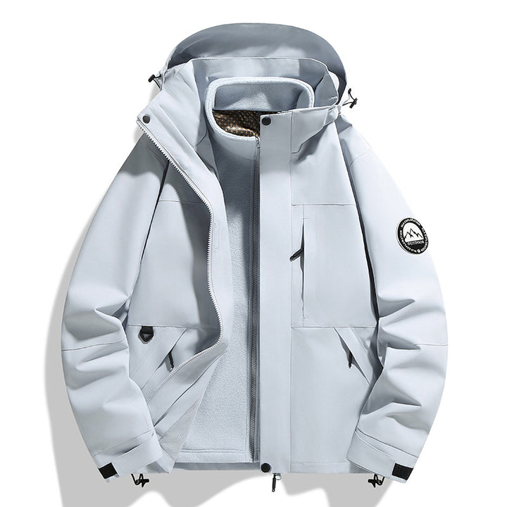 Damen zweilagige Softshell-Outdoorjacke mit herausnehmbarer Fleece-Innenjacke und Kapuze Drune