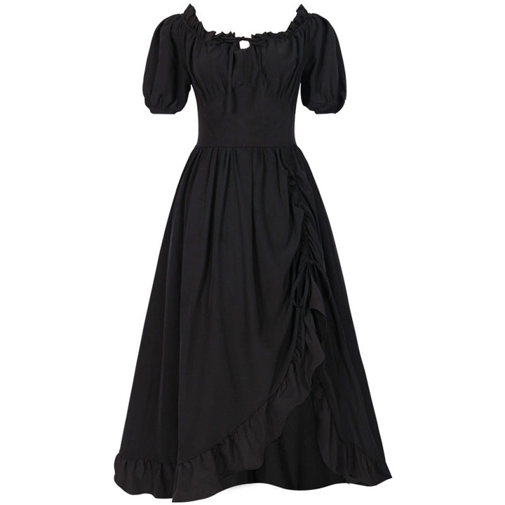 Damen nan romantisches Maxikleid mit Carmen-Ausschnitt, Puffärmeln, tailliertem Mieder und seitlicher Raffung Drune