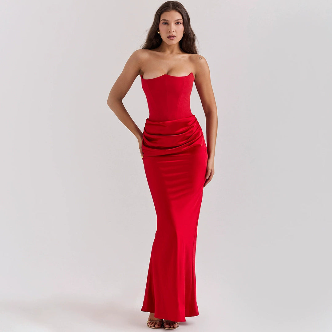 Damen Elegantes Wickelkleid mit figurbetontem Oberteil und schimmerndem Rock Drune
