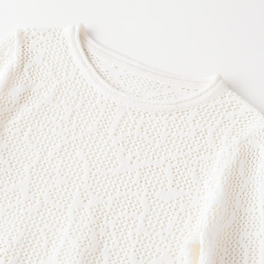 Damen Cropped Strickoberteil mit elegantem Längs-Muster Drune