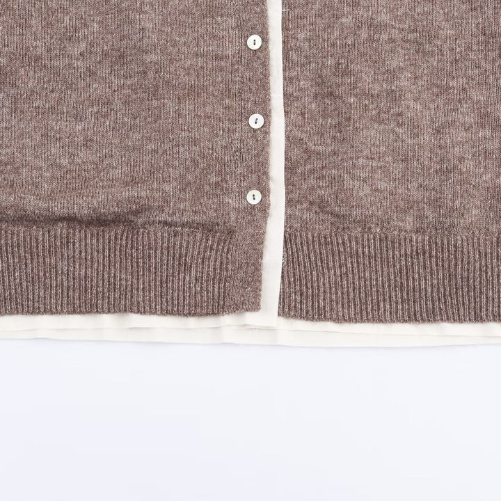 Damen lässige Strickjacke mit Rundhalsausschnitt und Knopfdetails Drune