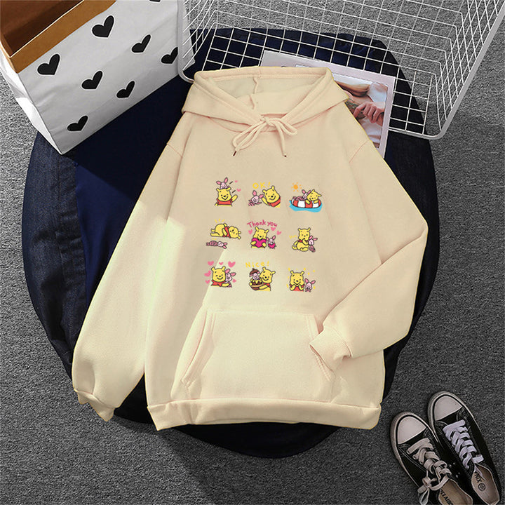 Damen nan Kapuzenpullover mit mehrfachem Comic-Emote-Print, oversized Schnitt und weichem Innenfutter Drune
