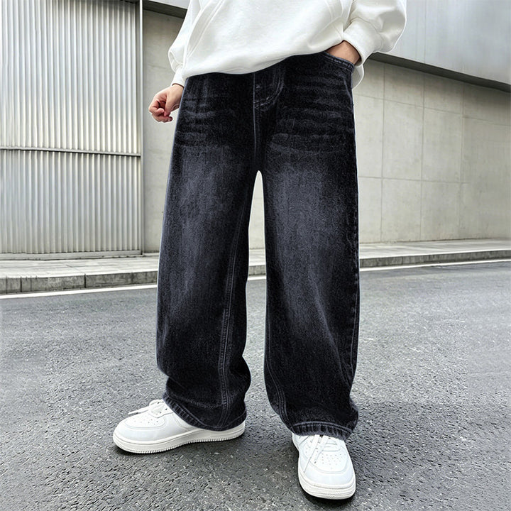 Damen weite Jeanshose mit elastischem Bund und modischem Schnitt Drune