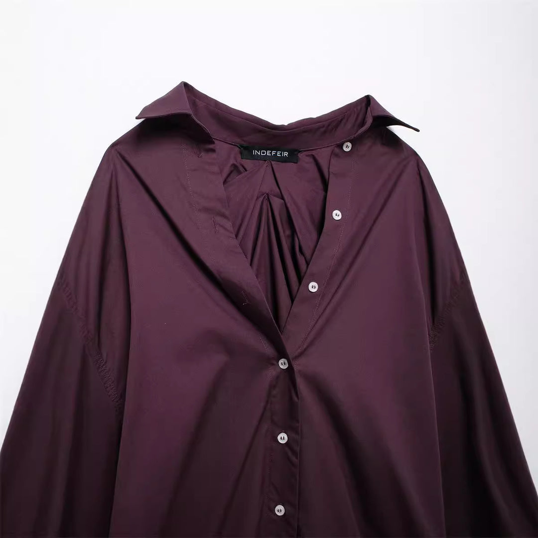 Damen vielseitige Bluse mit lässigem Schnitt und besonderem Falten-Design Drune