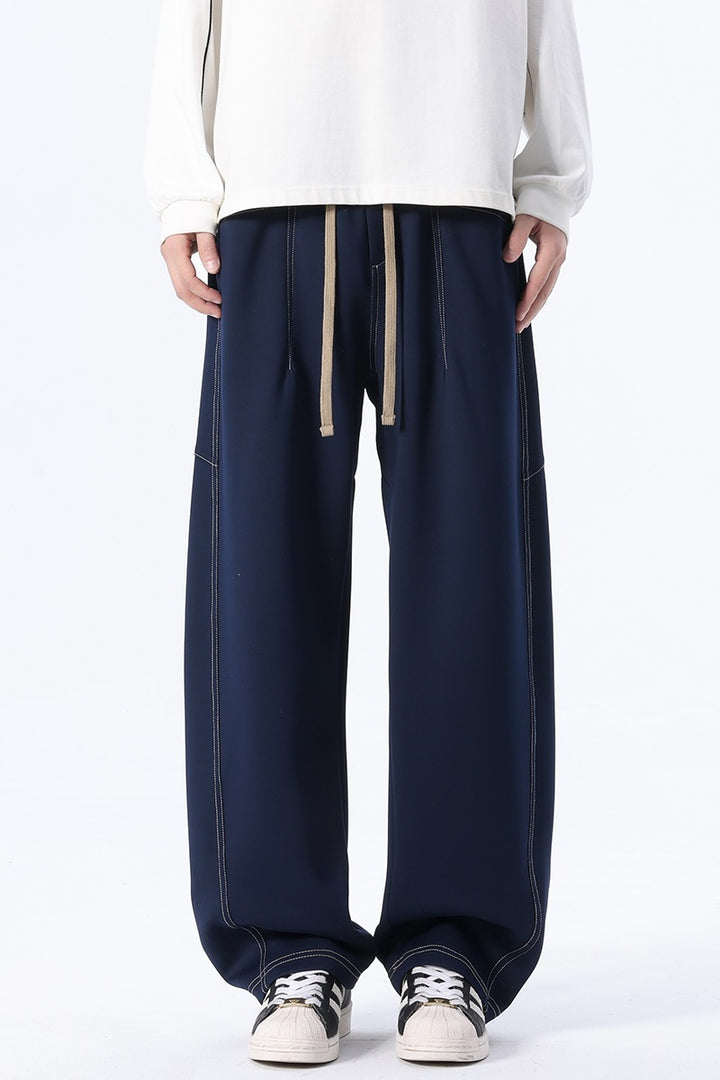 Herren Baggy-Jogginghose mit extra langem Kordelzug und Kontrast-Steppungen Drune