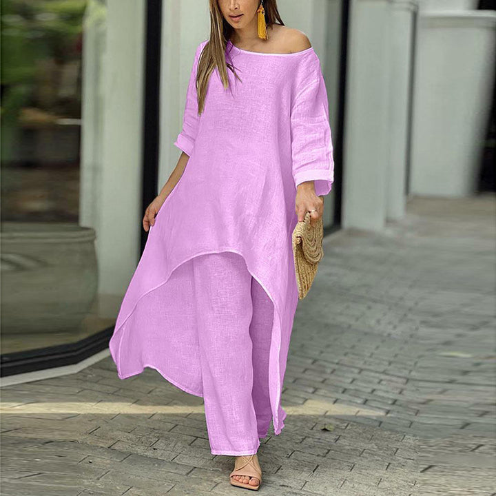 Damen lässiges Oberteil mit asymmetrischem Schnitt und eleganter Langarmoptik Drune