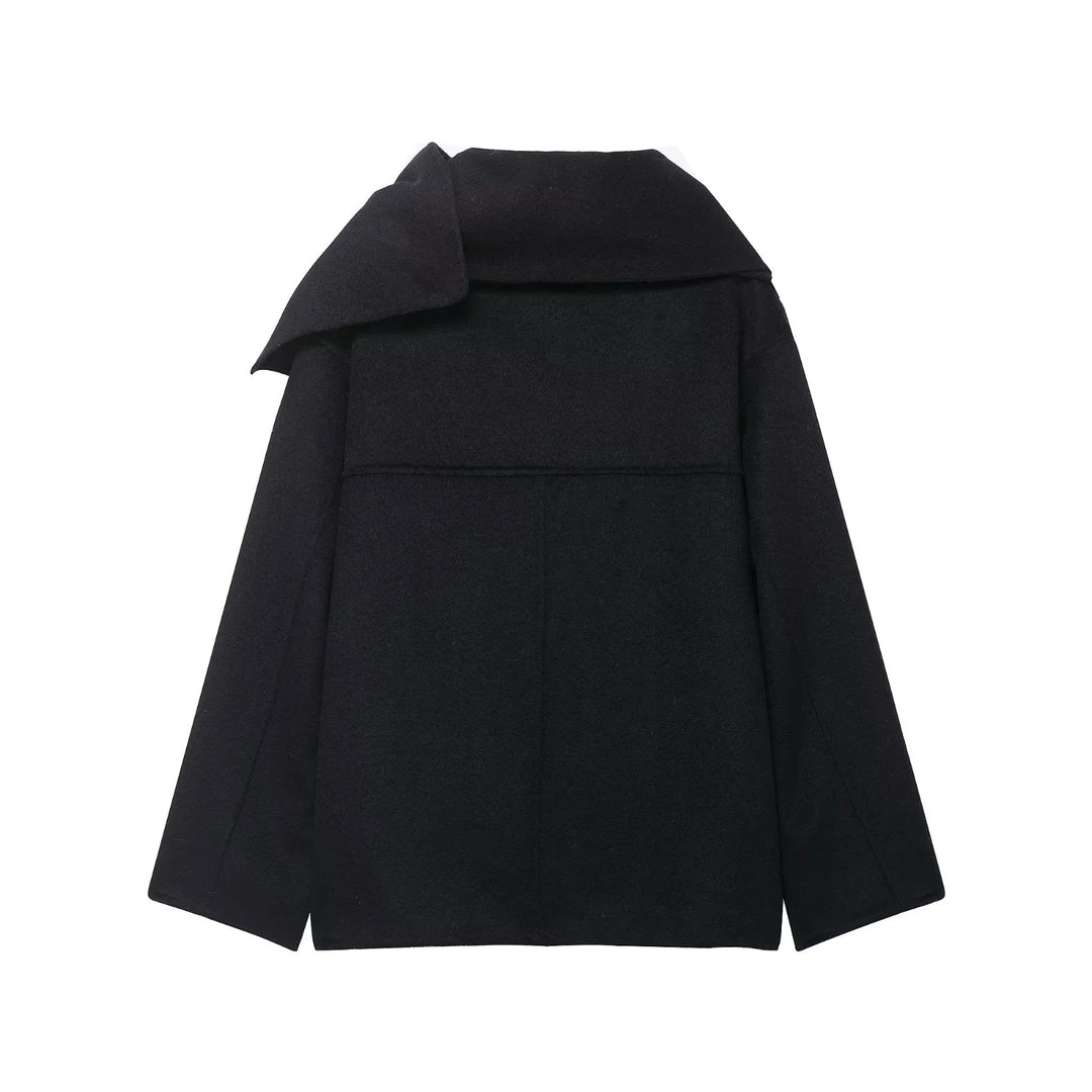 Damen nan Oversize Wollmantel mit voluminösem Schalkragen und verdeckter Knopfleiste Drune