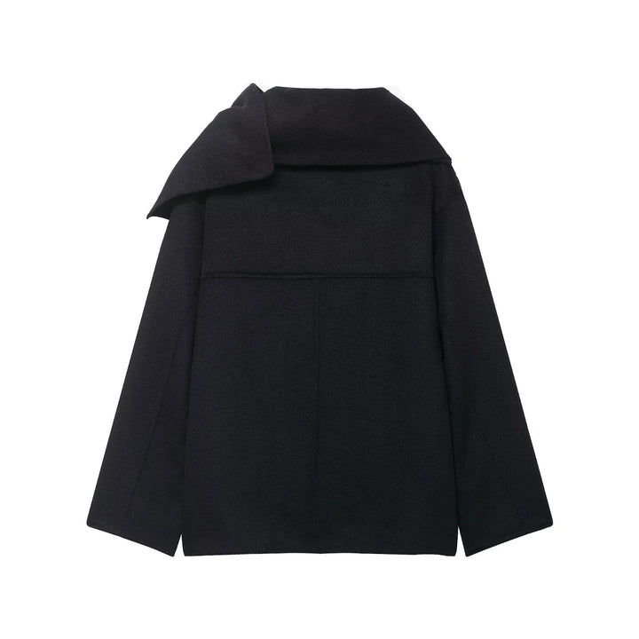 Damen nan Oversize Wollmantel mit voluminösem Schalkragen und verdeckter Knopfleiste Drune