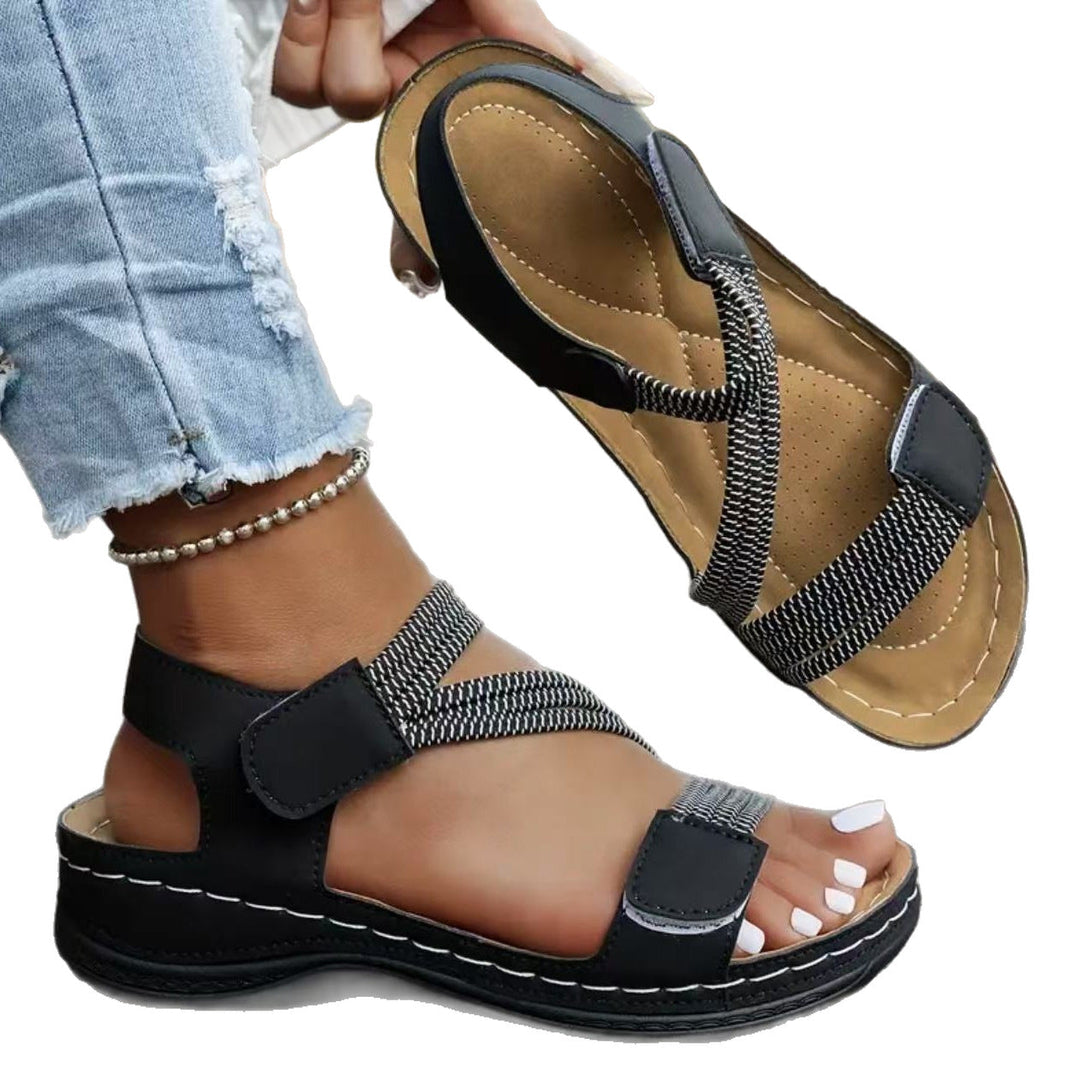 Damen Komfortable Sandalen mit verstellbaren Riemen und ergonomischem Fußbett Drune