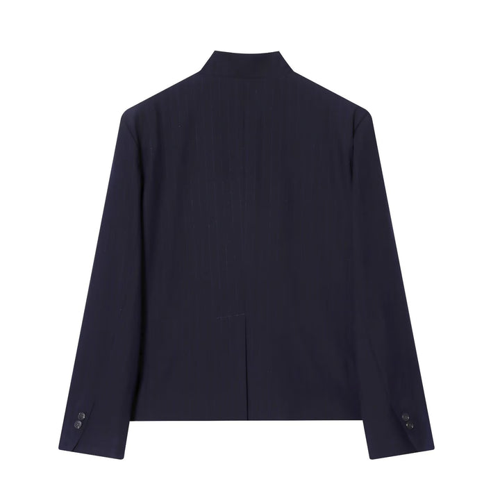 Damen Minimalistischer Kurzblazer mit Stehkragen und verdeckter Zweiknopf-Leiste Drune