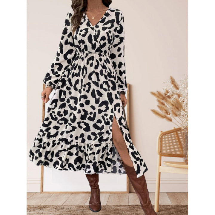 Damen Maxikleid mit asymmetrischem Schnitt und trendigem Leopardenmuster Drune
