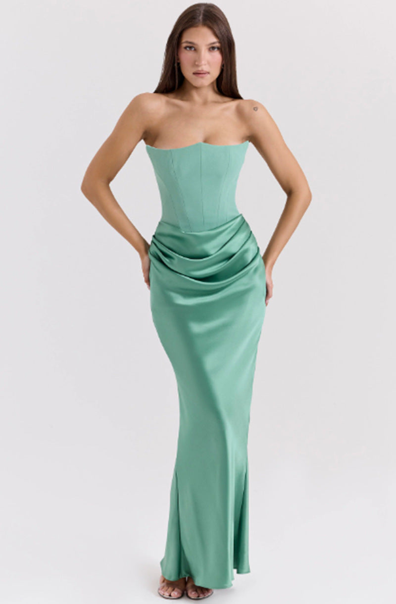 Damen Elegantes Wickelkleid mit figurbetontem Oberteil und schimmerndem Rock Drune