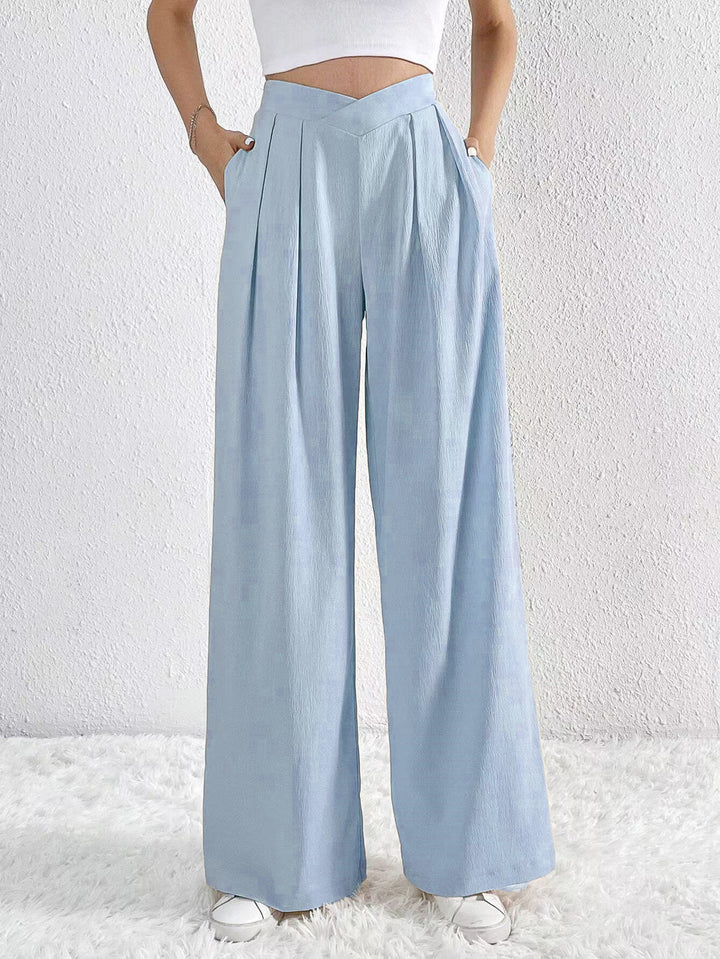 Damen Weit geschnittene Palazzo-Hose mit eleganter Faltenlegung Drune