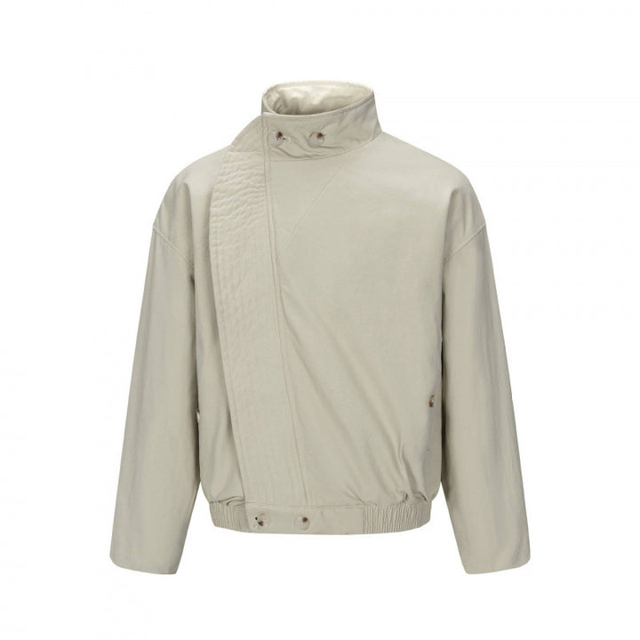 Herren Asymmetrische Kurzjacke mit Stehkragen, gesteppter Frontblende und elastischem Saum Drune