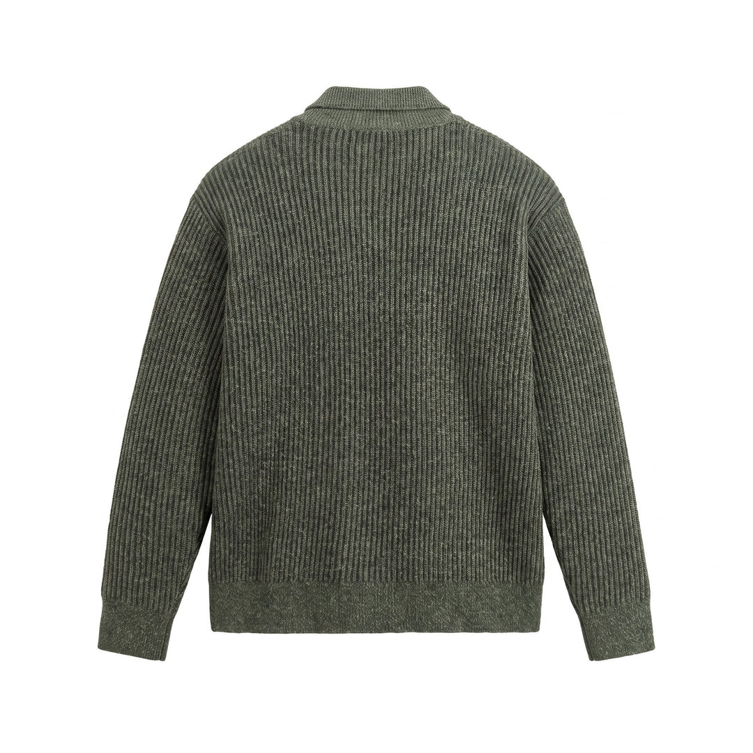 Herren Strickpullover mit Polokragen und markanter Rippenstruktur Drune