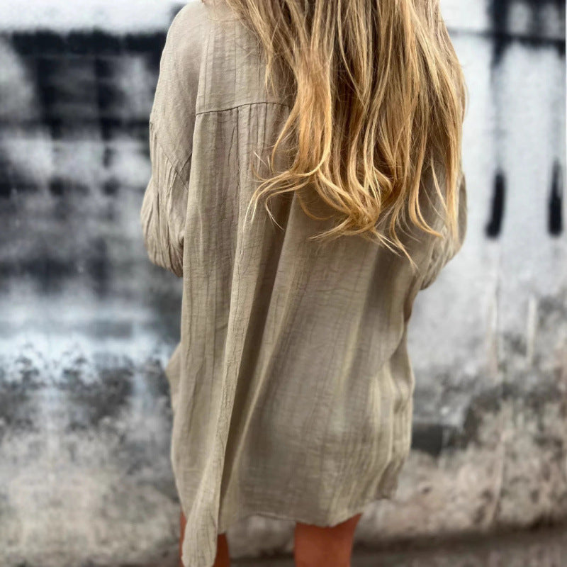 Damen lässige Bluse im Oversized-Stil mit Knopfdetails Drune