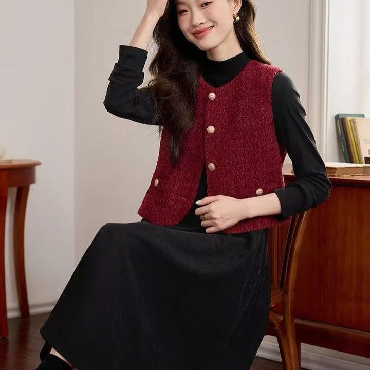 Damen Strickweste mit Knopfdetails Drune