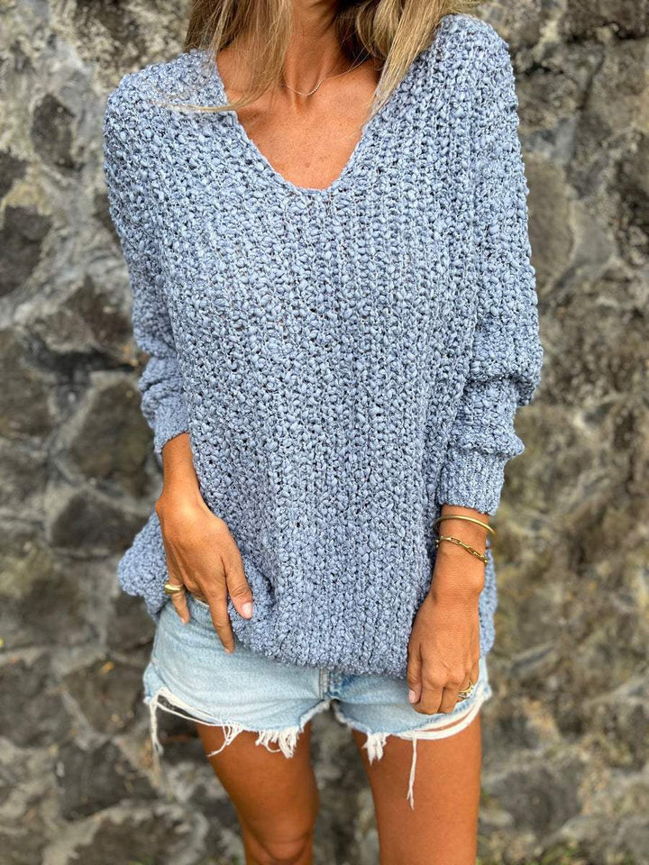 Drune Chunky gestrickter V-Ausschnitt gemütlicher langärmeliger Pullover