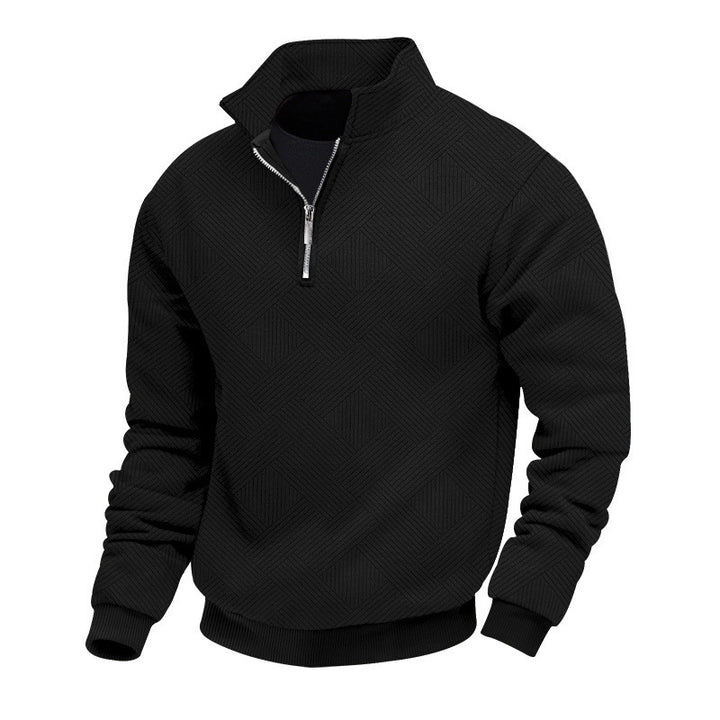 Herren Halbzip-Strickpullover mit geometrischer Struktur und Stehkragen Drune