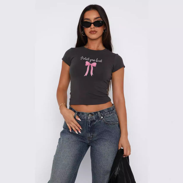 Damen bequemes Crop-Top mit modischem Druck Drune