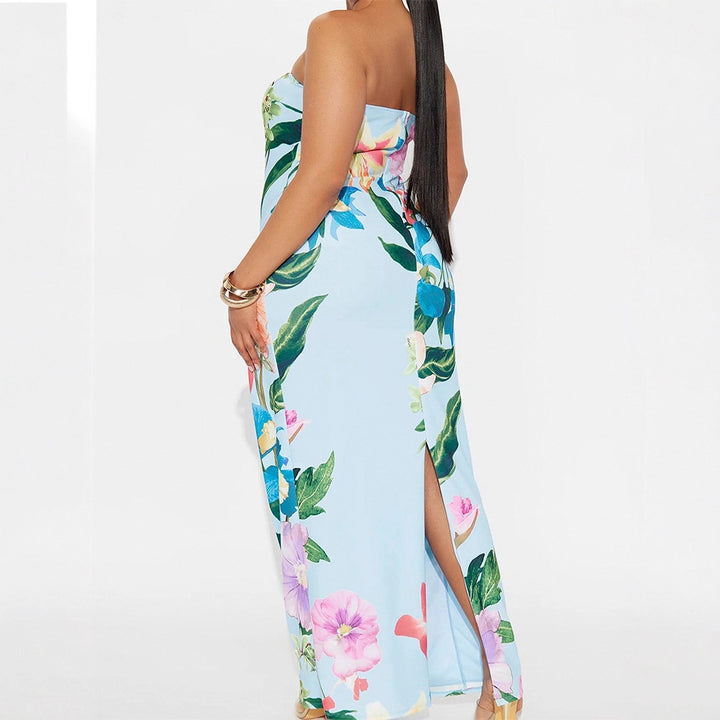 Damen Maxikleid im eleganten Bandeau-Stil mit floralem Druck Drune