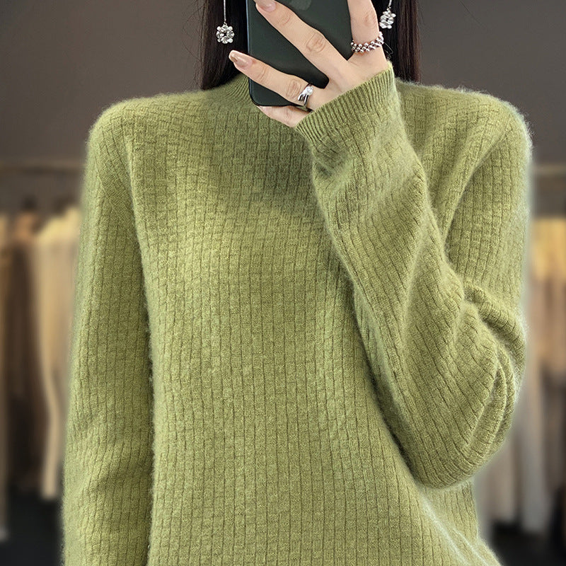 Damen Weicher Boxy-Mockneckpullover im Mohair-Look mit feiner Kastenrippenstruktur Drune