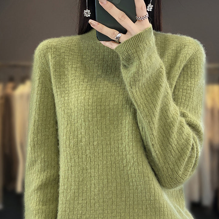 Damen Weicher Boxy-Mockneckpullover im Mohair-Look mit feiner Kastenrippenstruktur Drune