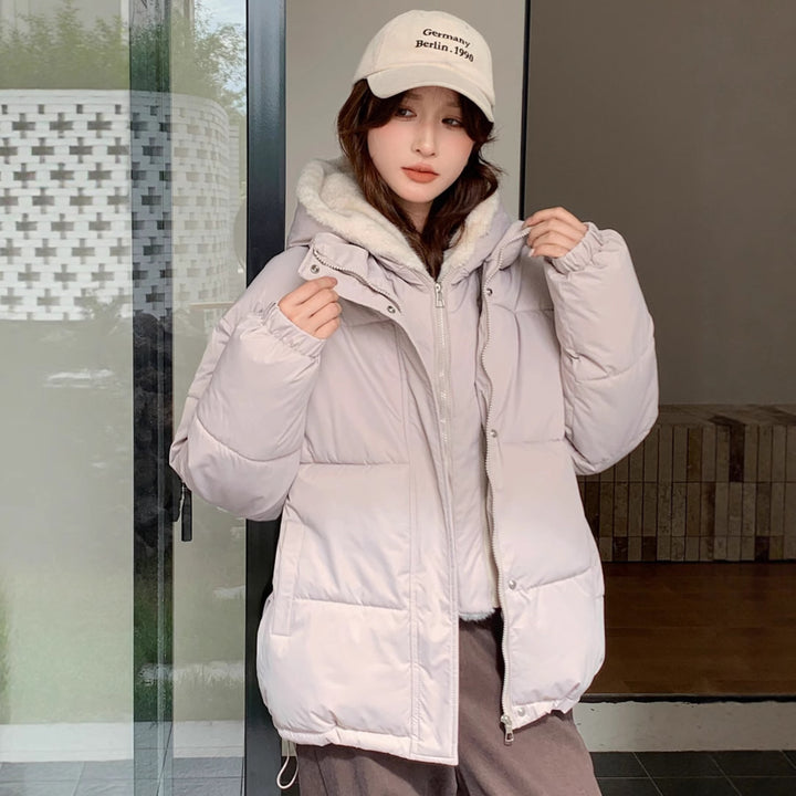 Damen Modische Pufferjacke mit abnehmbarem Kunstfellkragen und praktischen Taschen Drune
