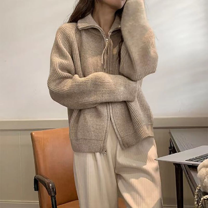 Damen Strickjacke mit asymmetrischem Reißverschluss Drune