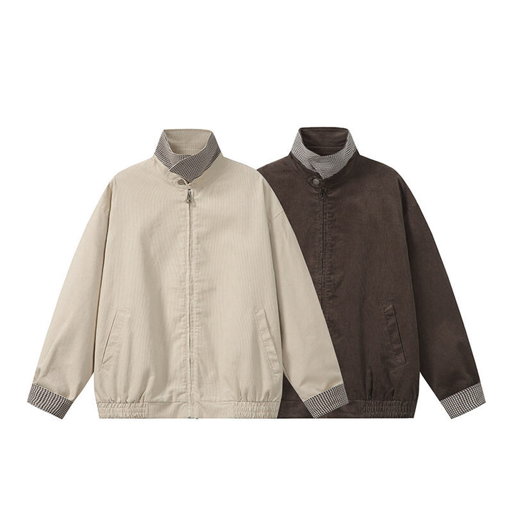 Herren Kastig geschnittene Cord-Blousonjacke mit verdecktem Reißverschluss und elastischem Saum Drune