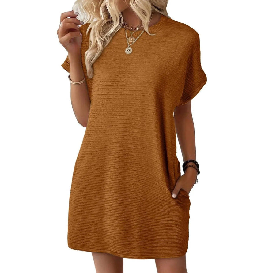 Damen lässiges V-Ausschnitt Kleid mit weitem Schnitt