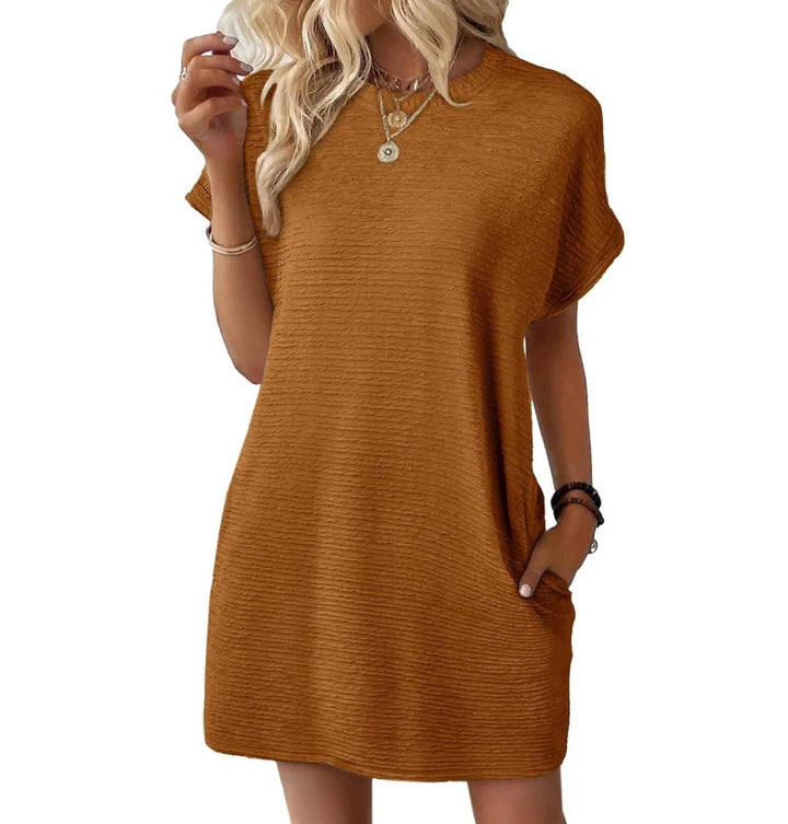 Damen lässiges V-Ausschnitt Kleid mit weitem Schnitt