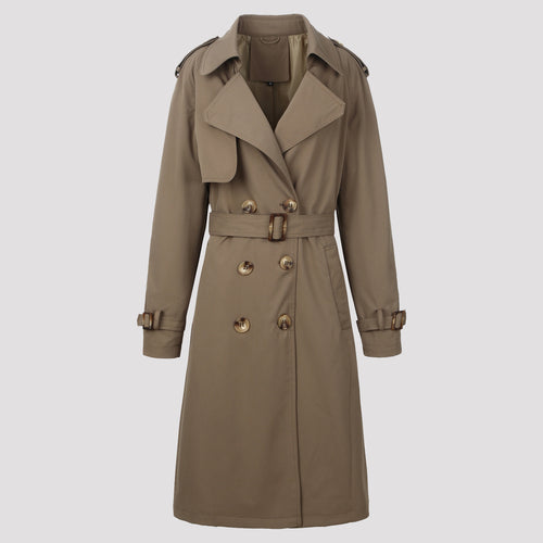 Damen Modischer Lang-Trenchcoat mit Gürtel Drune