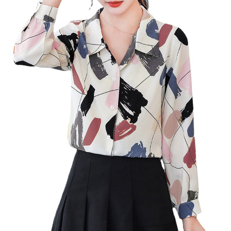 Damen Modische Bluse mit geometrischem Muster Drune